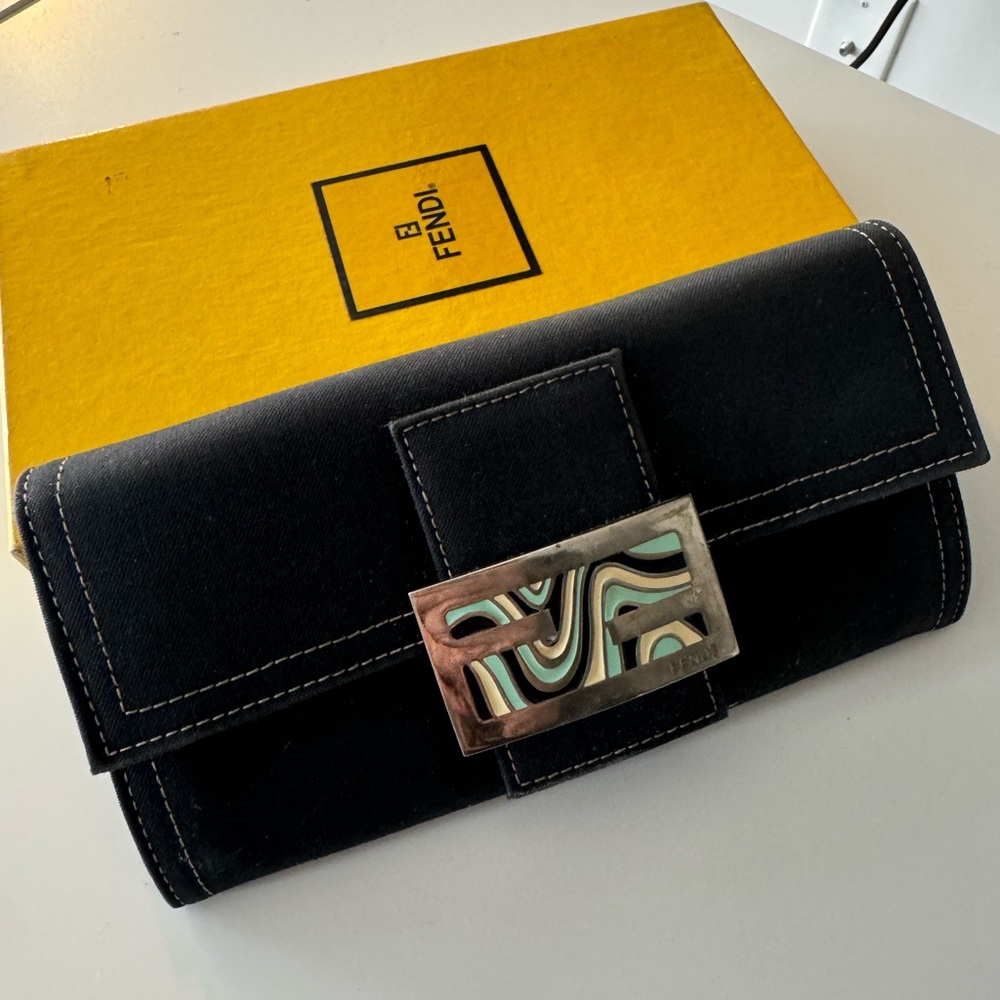 FENDI vintage marble baguette style wallet
